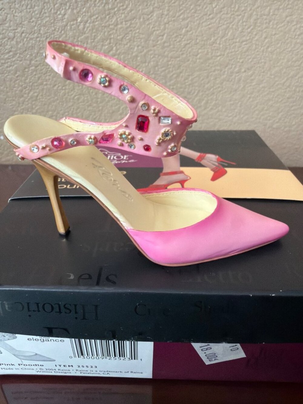 2004 Just the Right Shoe by Raine “Pink Poodle” Mini Shoe Figurine #25523 NEW - Picture 3 of 11